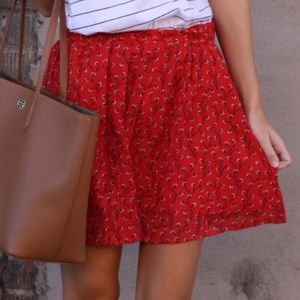 Old Navy Chiffon Mini Skirt Red Large Floral Lightweight Lined Girly Flirty